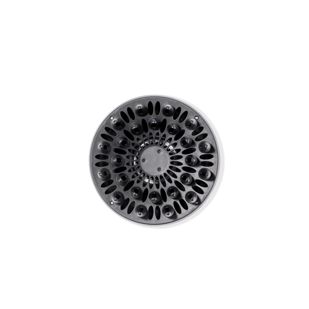 The vented side of the black Doux diffuser for Soleil is facing you so you can see the prongs.