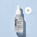 L'ange Happy Roots Hydrating Scalp Serum bottle with "Dry Scalp" badge on light blue background