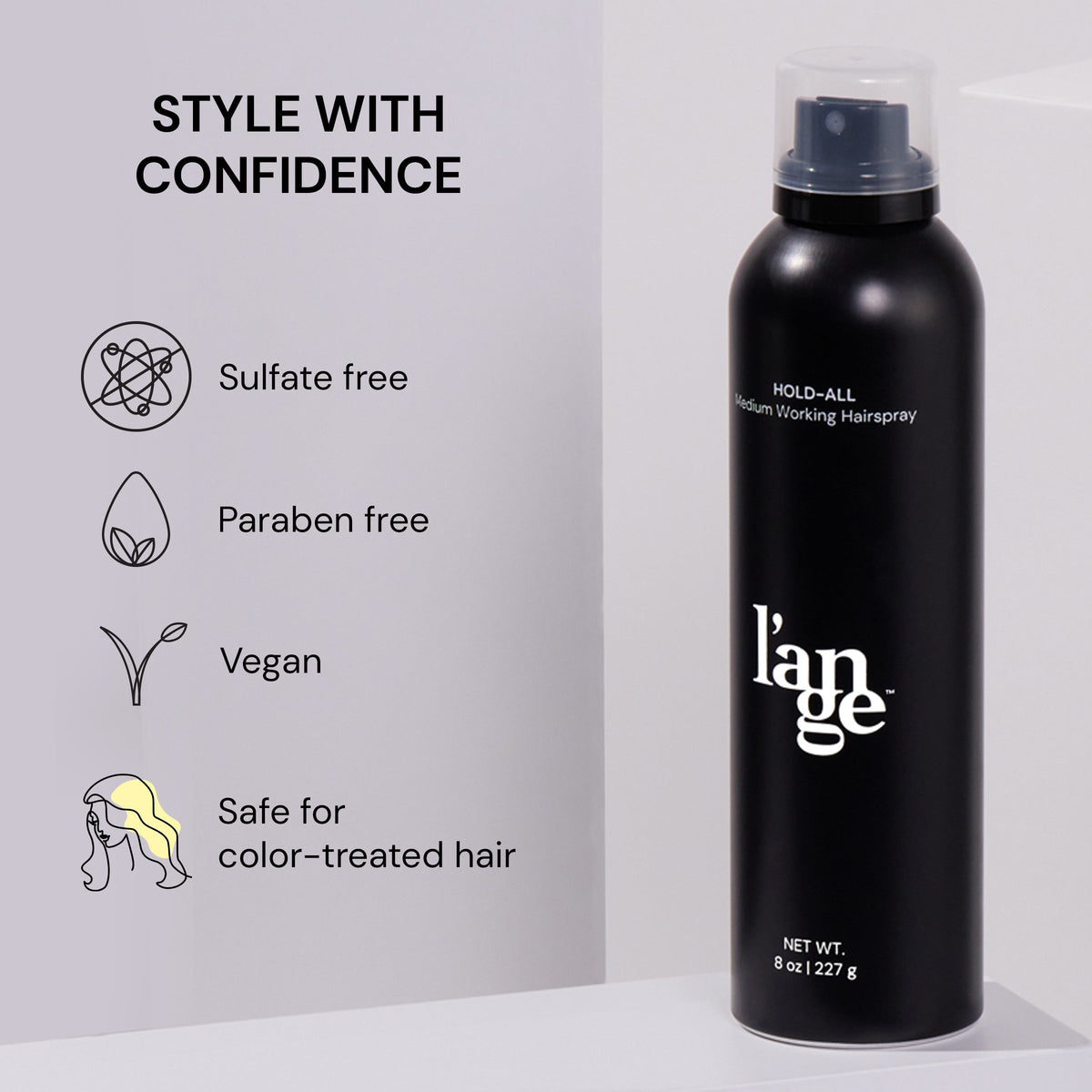 A graphic that shows different icons that focus on the ingredients. There's no harmful ingredients like sulfates, parabens, and it's vegan.