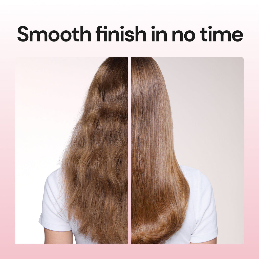 before and after. Text reads "Smooth finish in no time"