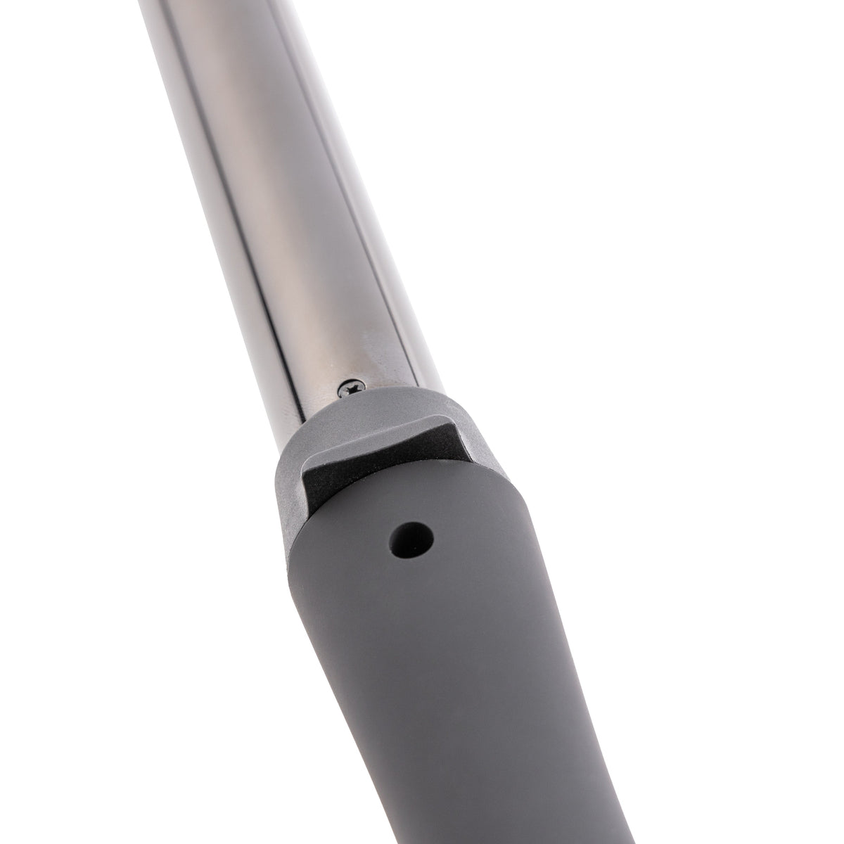Zoomed in view of black 25 mm titanium barrel with soft touch ergonomic handles 